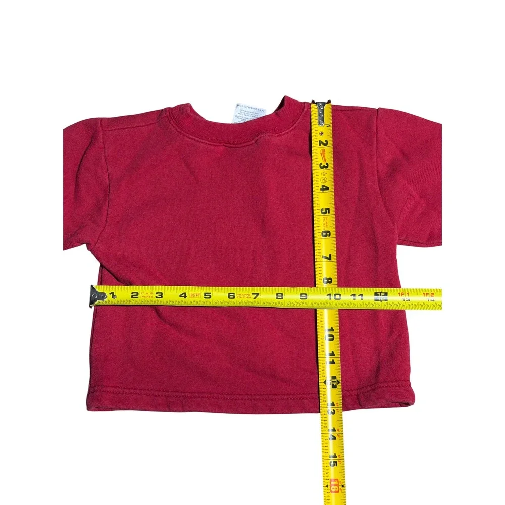 Vintage Nike Toddler Red Varsity N Stripe Fleece Crewneck Sweatshirt 2T USA Made